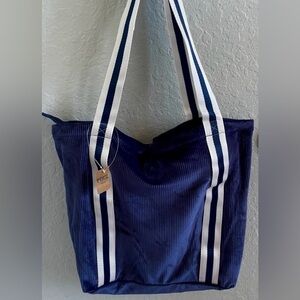 Victoria's Secret PINK navy blue ribbed velour tote